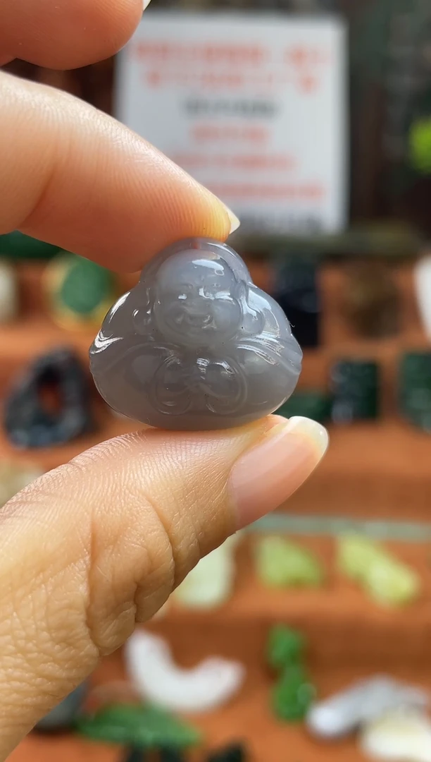 颈饰未镶嵌和田玉青海料冰鲜紫宝宝佛带证书