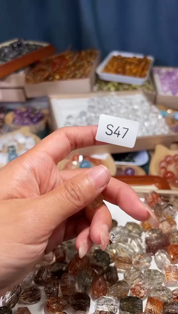 未镶嵌手串水晶苡*S47发晶长方糖单颗