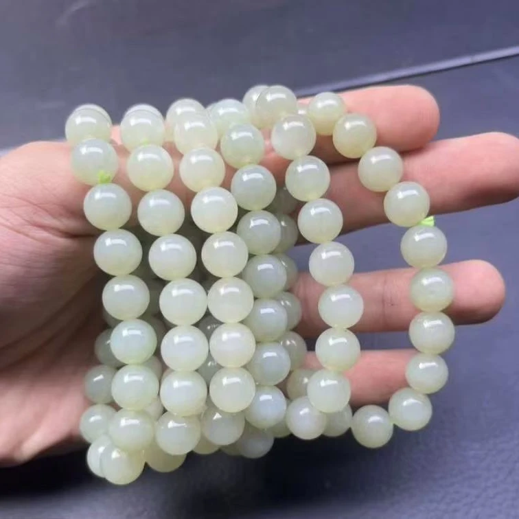 天然和田玉且末带糖8mm手串精美大气多样性发其一
