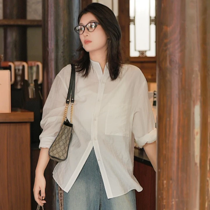 乌僮僮U251Y009长袖提花衬衫新中式休闲复古时尚中国风衬衣女黑白