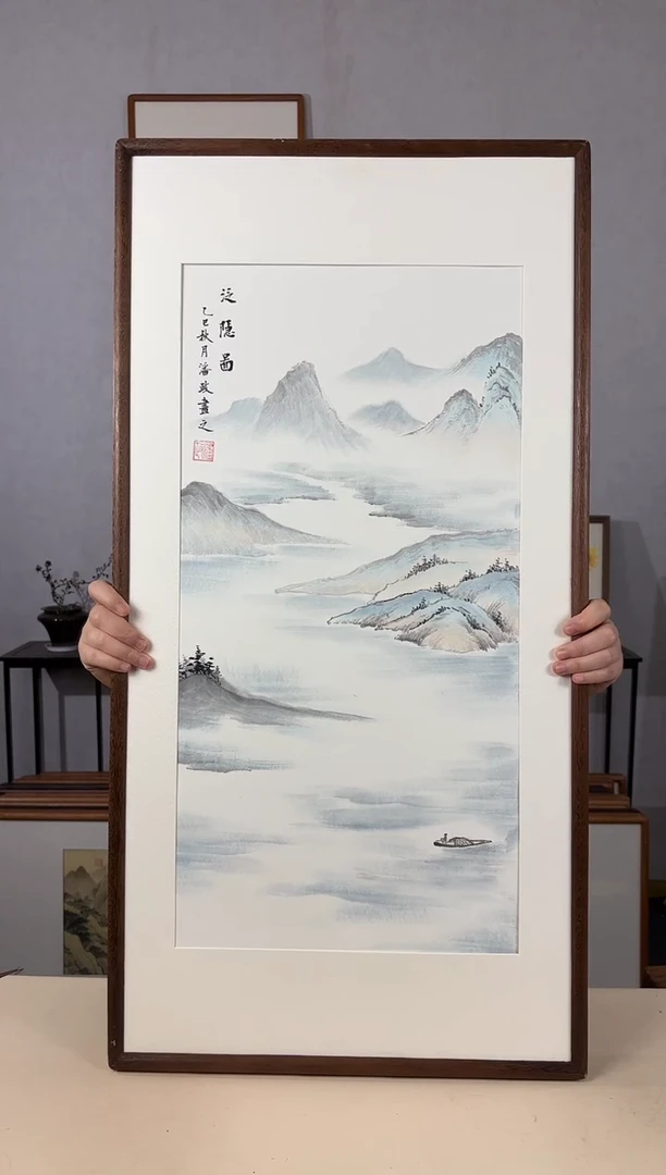 国画手绘*泛隐图*47*92cm带框发货