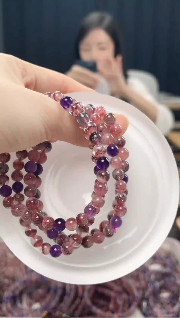 未镶嵌手串水晶超七黑加仑6-7mm  多样性发一