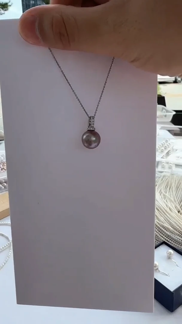 淡水珍珠银S925镶嵌吊坠(赠链)12-13万能扣紫