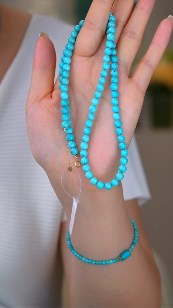 绿松石18K金镶嵌项链1