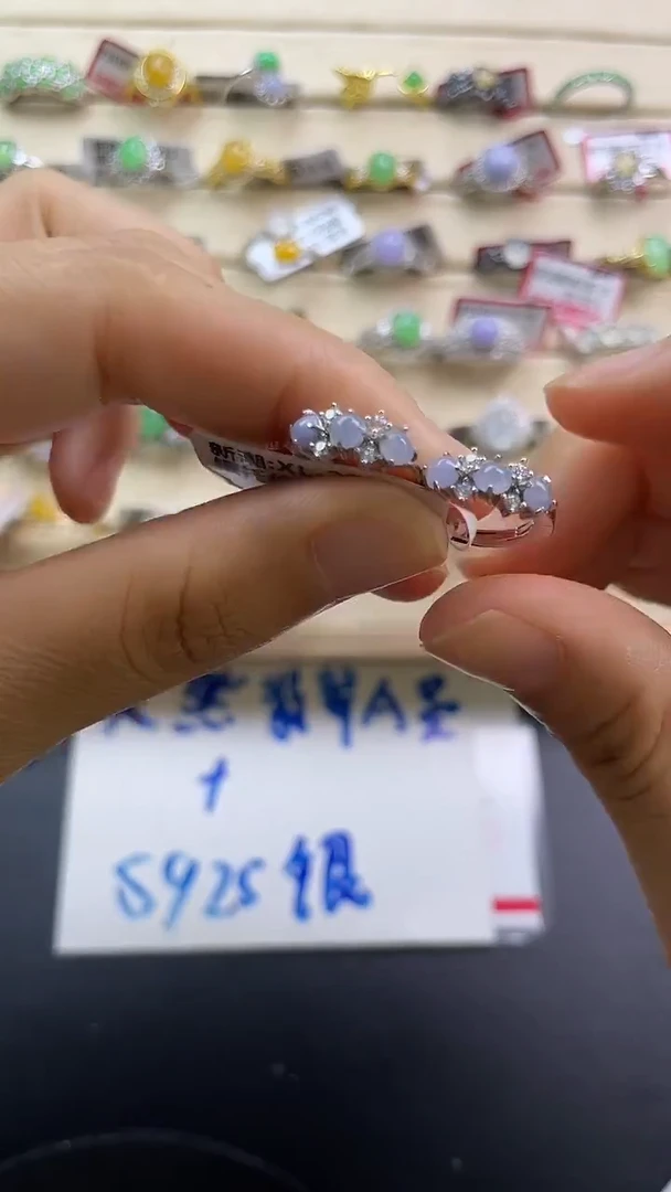 银S925镶嵌戒指翡翠翡翠 蛋面 银S925镶嵌