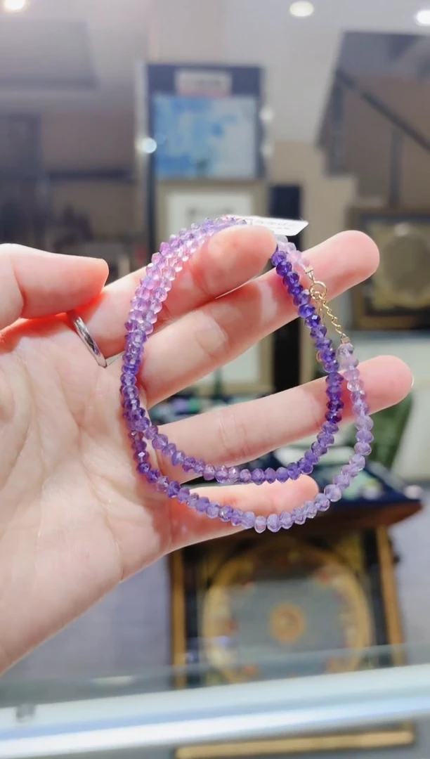 【闪购商品】水晶项链18K金镶嵌紫水晶锁骨链