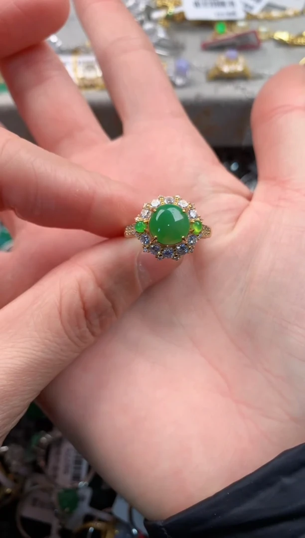 银S925镶嵌戒指翡翠4                   8