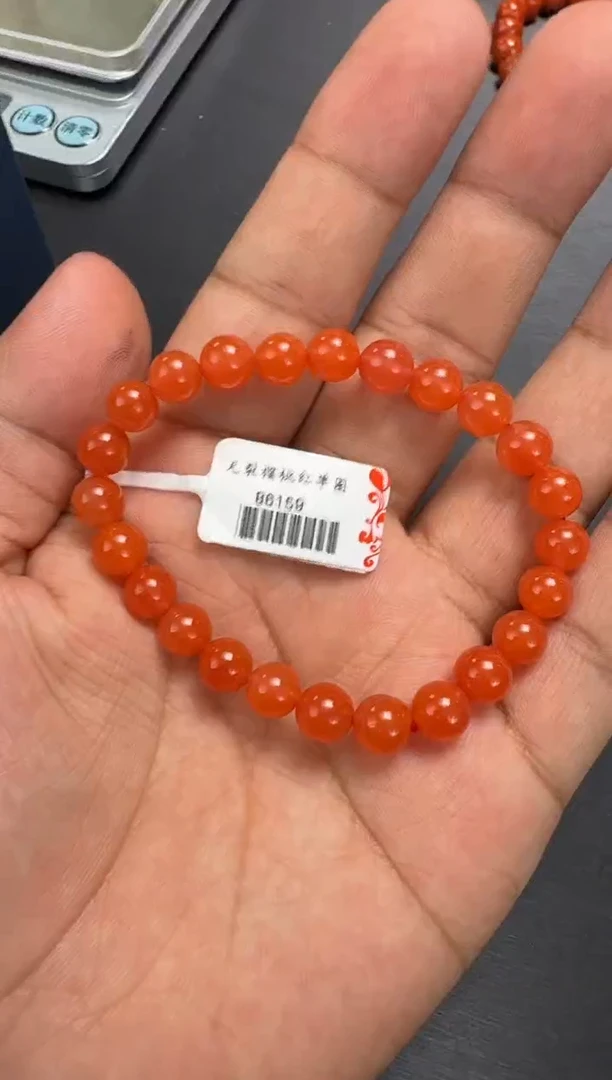 未镶嵌手串南红玛瑙a***心7mm樱桃红