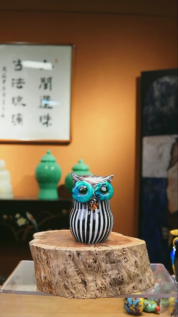 手工艺品琉璃老货猫头鹰