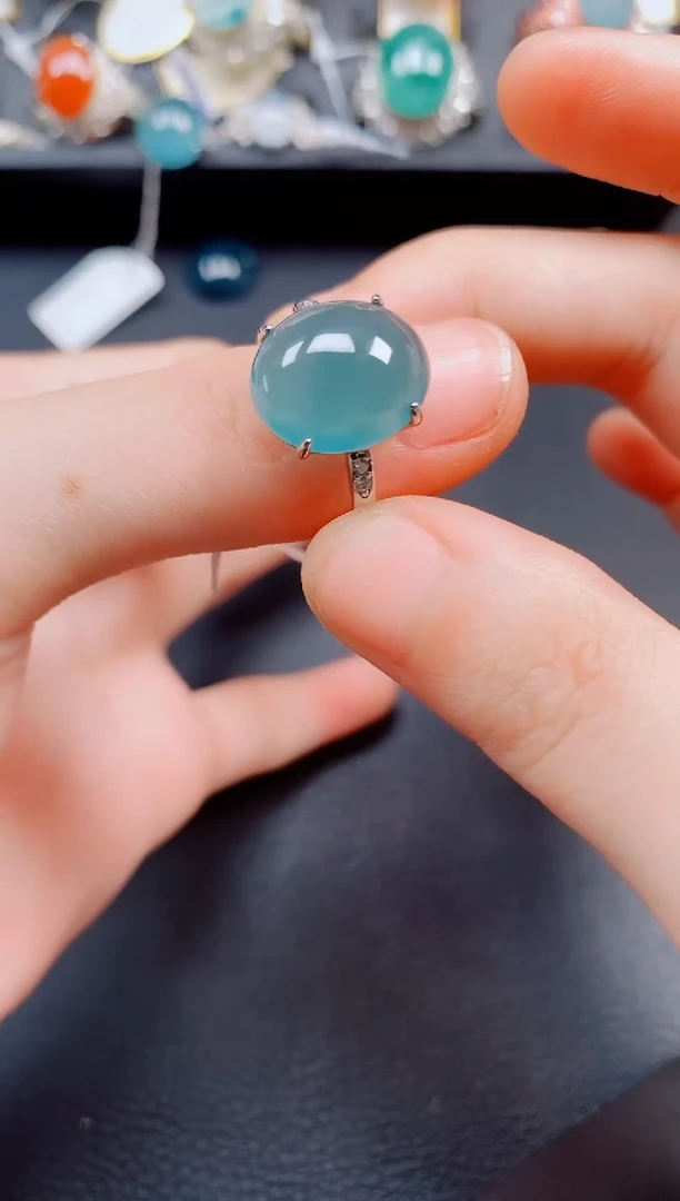 翡翠戒指银S925镶嵌翡翠