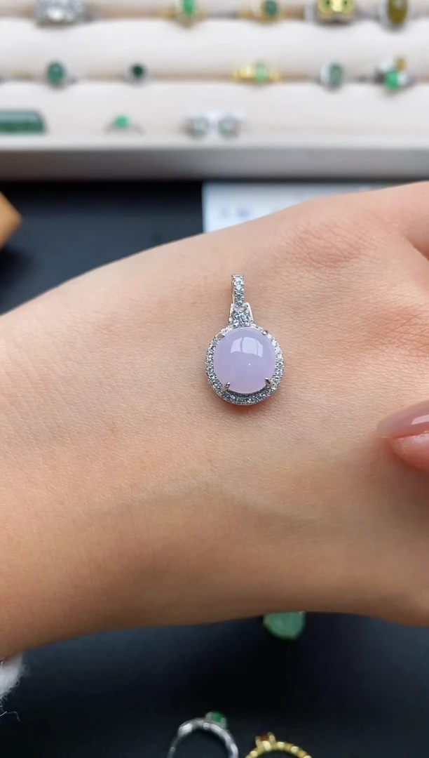 银S925镶嵌戒指翡翠缅甸天然A货翡翠22  8-8