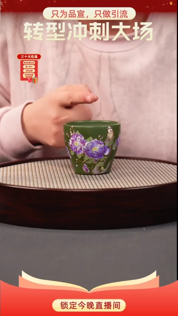 茶壶紫砂绿泥 花鸟珐琅彩杯（幻彩）
