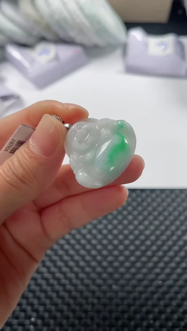 颈饰银S925镶嵌翡翠基地发货H 4576 佛公