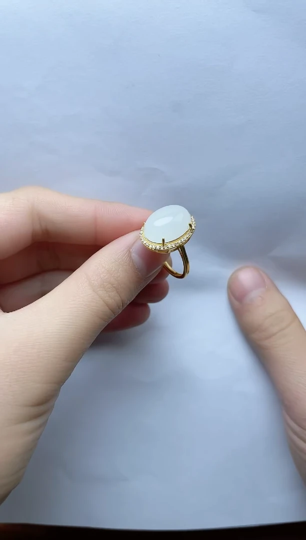 【闪购商品】和田玉戒指银S925镶嵌戒指kk