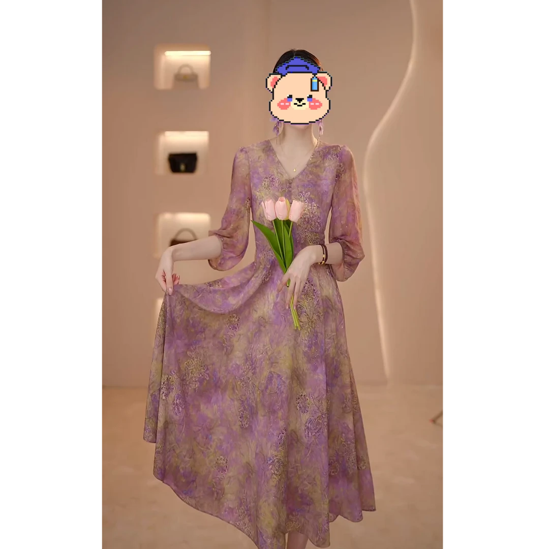 连衣裙2025休闲气质收腰显瘦度假裙W6921