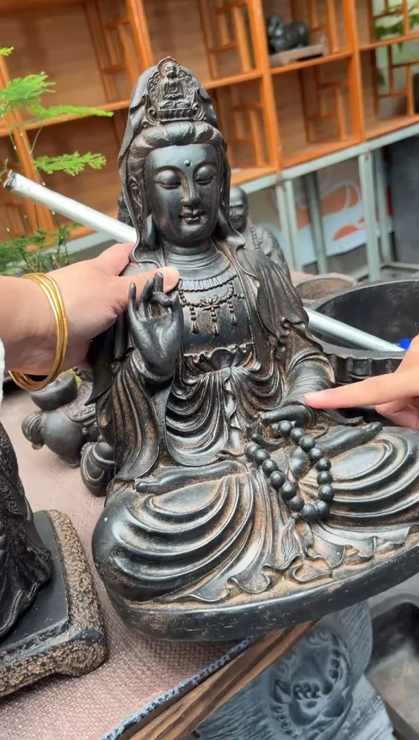 陶土【合成青石】自渡观音