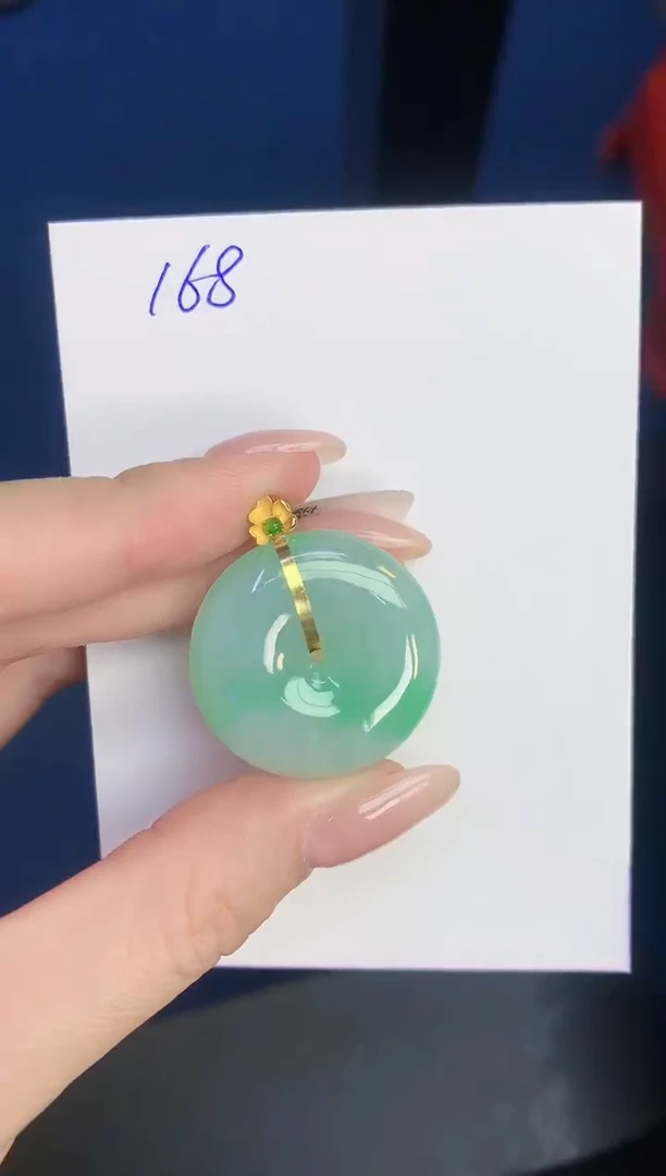 颈饰18K金镶嵌翡翠天然缅甸A货翡翠