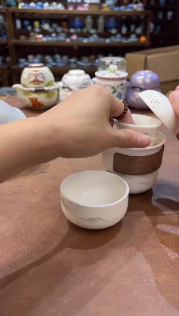 真的很便宜超好看会开片的旅行茶具