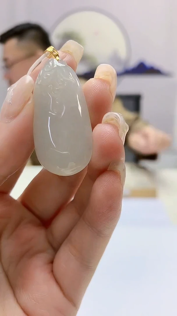 定制翡翠18K金镶嵌5124ms-毛货58瓜