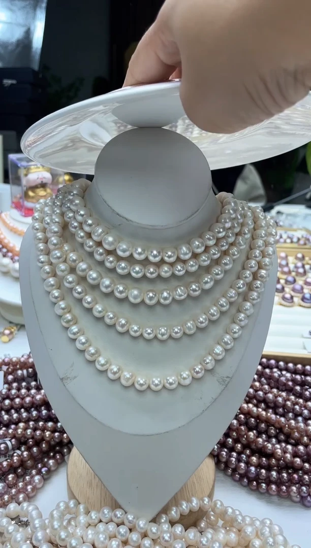 未镶嵌项链淡水珍珠无9mm白珠全珠项链(多样性发一）