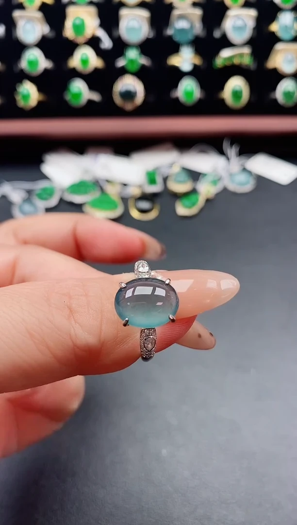 银S925镶嵌戒指翡翠1