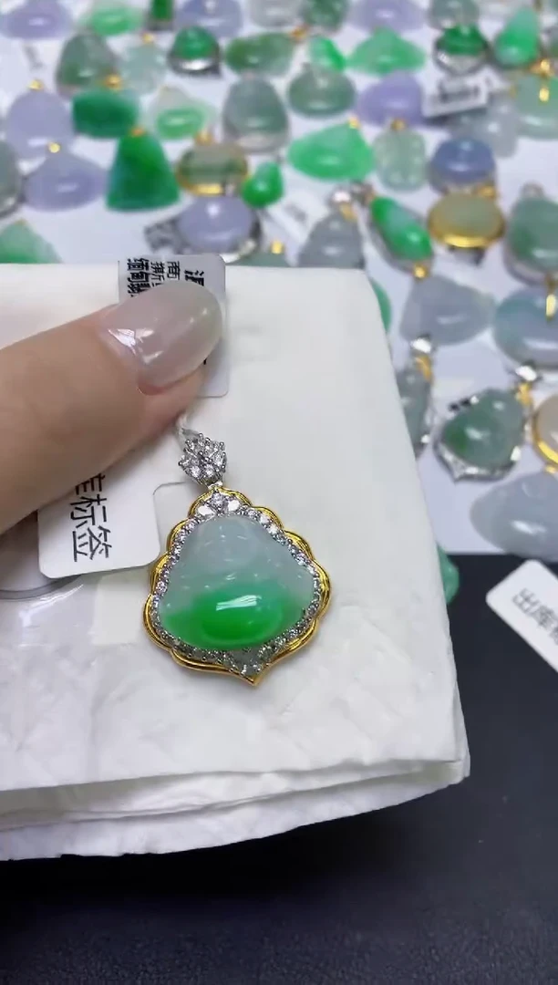 颈饰未镶嵌翡翠天然缅甸翡翠A货百元以上9元证书费自理