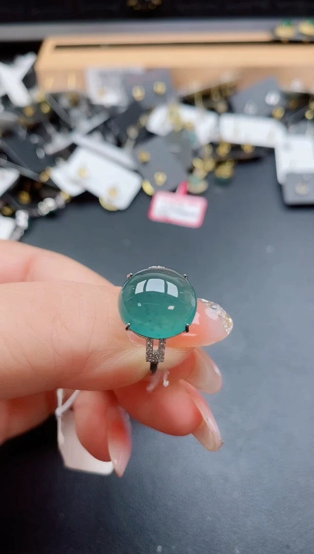 银S925镶嵌戒指翡翠1