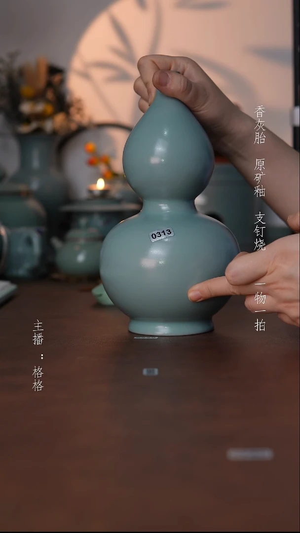 摆件瓷仿古原矿釉手工23