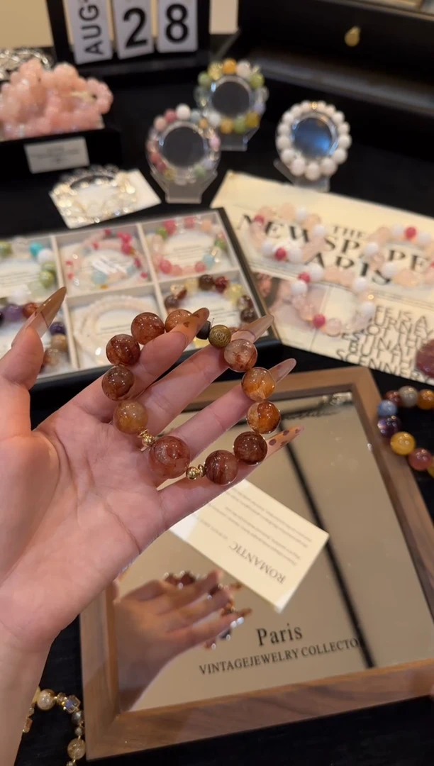 合金手链水晶红胶花手链x2951