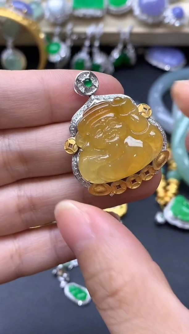 颈饰18K金镶嵌翡翠605-中国好珍宝