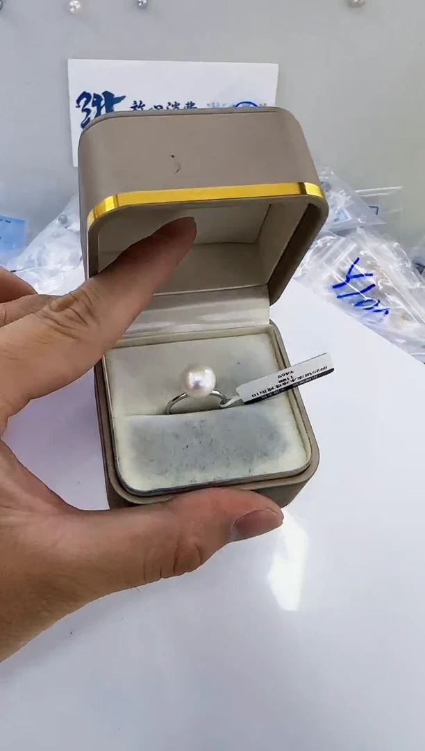 银S925镶嵌淡水珍珠DA曼塔戒指 y469