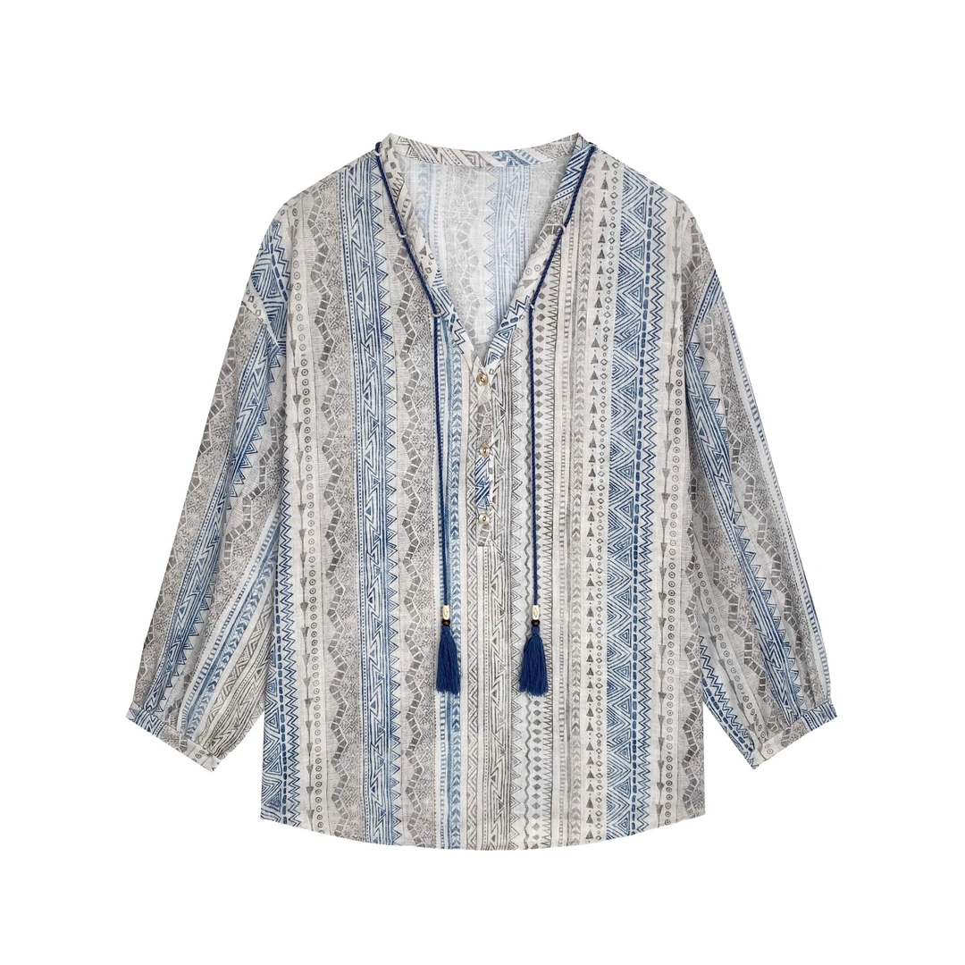 NiNi｜H451｜定制麻料感 极简小衫 不易皱 轻薄透气 夏款休闲宽松版