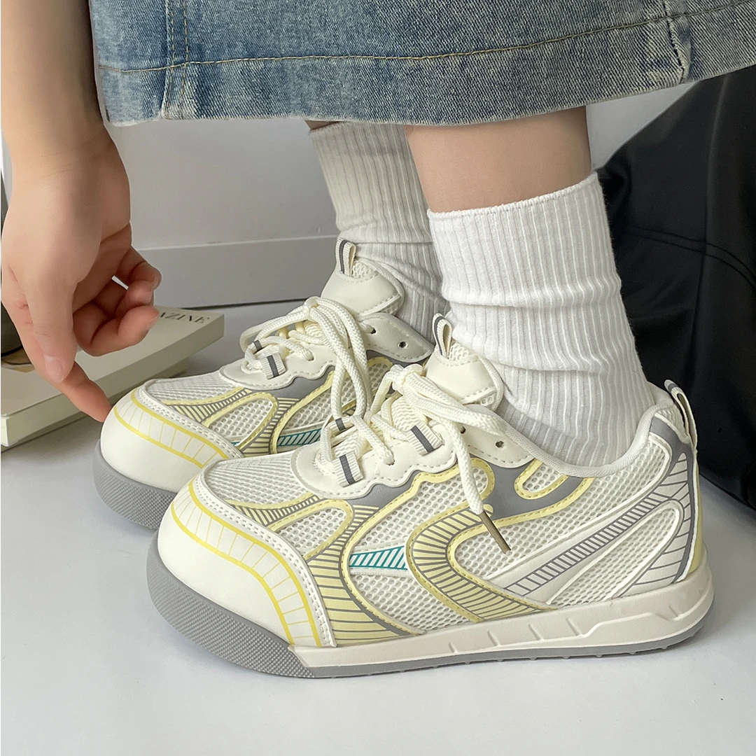 夏季透气网面薄款德训鞋女时尚休闲鞋设计感大头鞋休闲风厚底板鞋