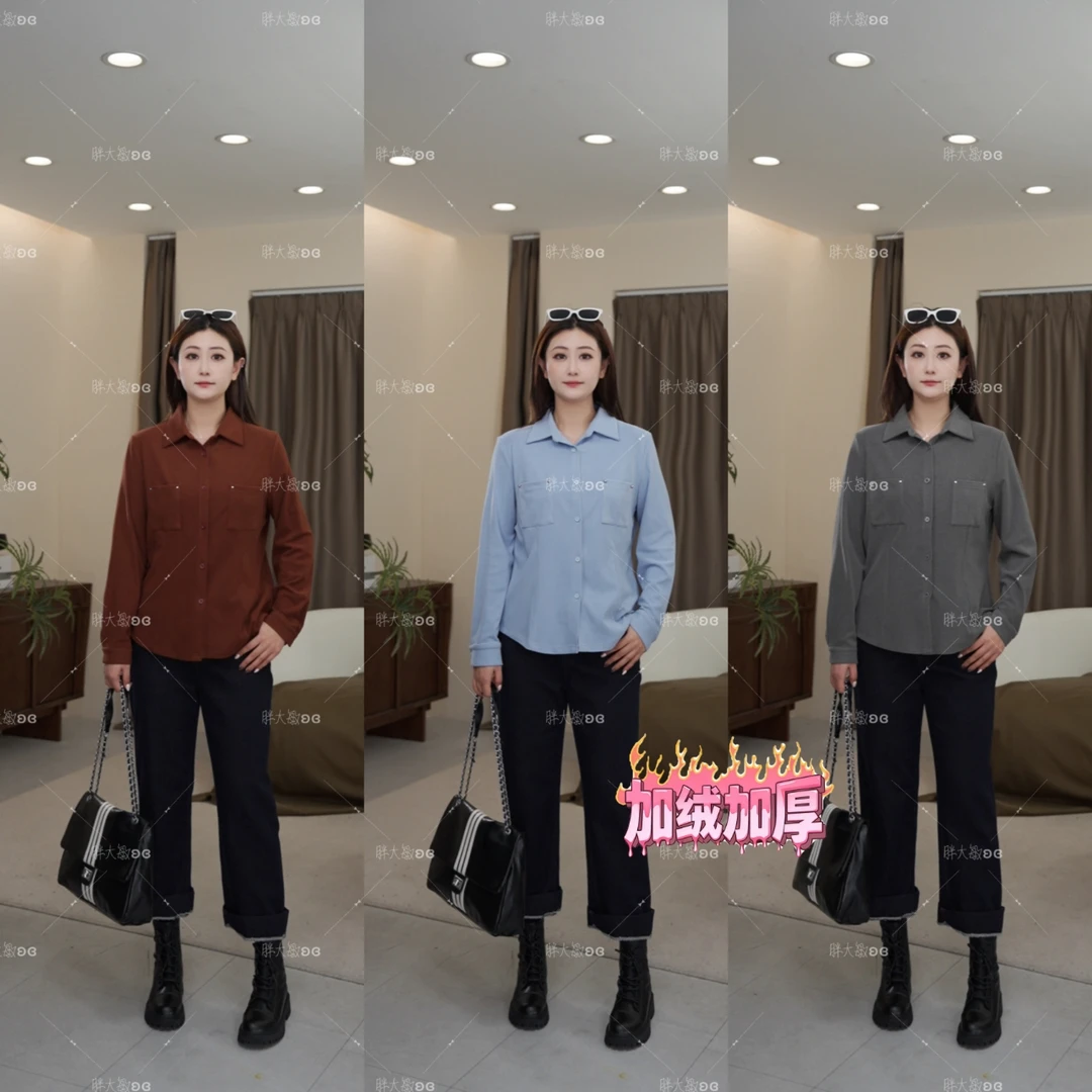 【上新】秋冬衬衣PDM22575秋冬新款高级感法式气质显瘦大码女装上衣