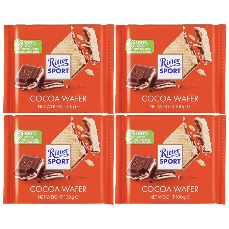 【7月2日到期】德国进口瑞特滋可可威化饼干夹心牛奶巧克力100g*4块