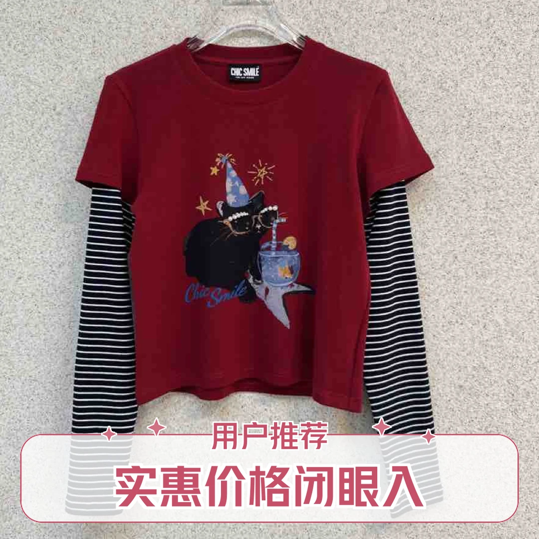 南油爆款 秋冬假两件花样家圆领休身款T女上衣休闲时尚百搭长袖