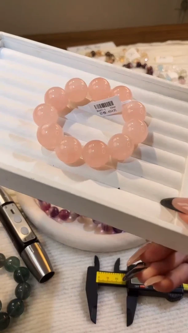 合成欧泊未镶嵌手串多样性发一Q85西柚粉20mm