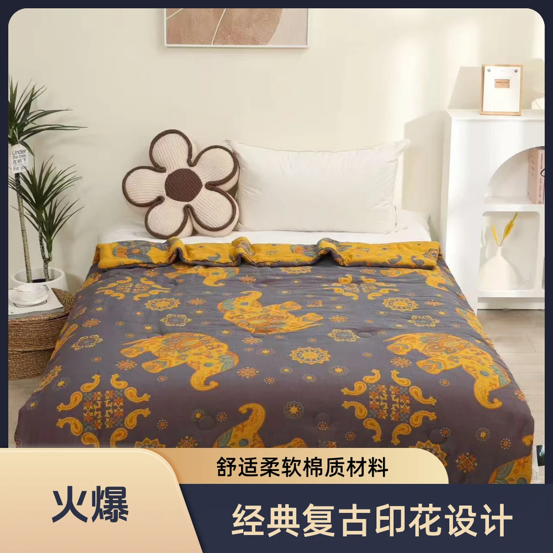 【吉象如意】纯棉双层纱亲肤柔软夏季新款细纱轻奢舒适亲肤多功能被