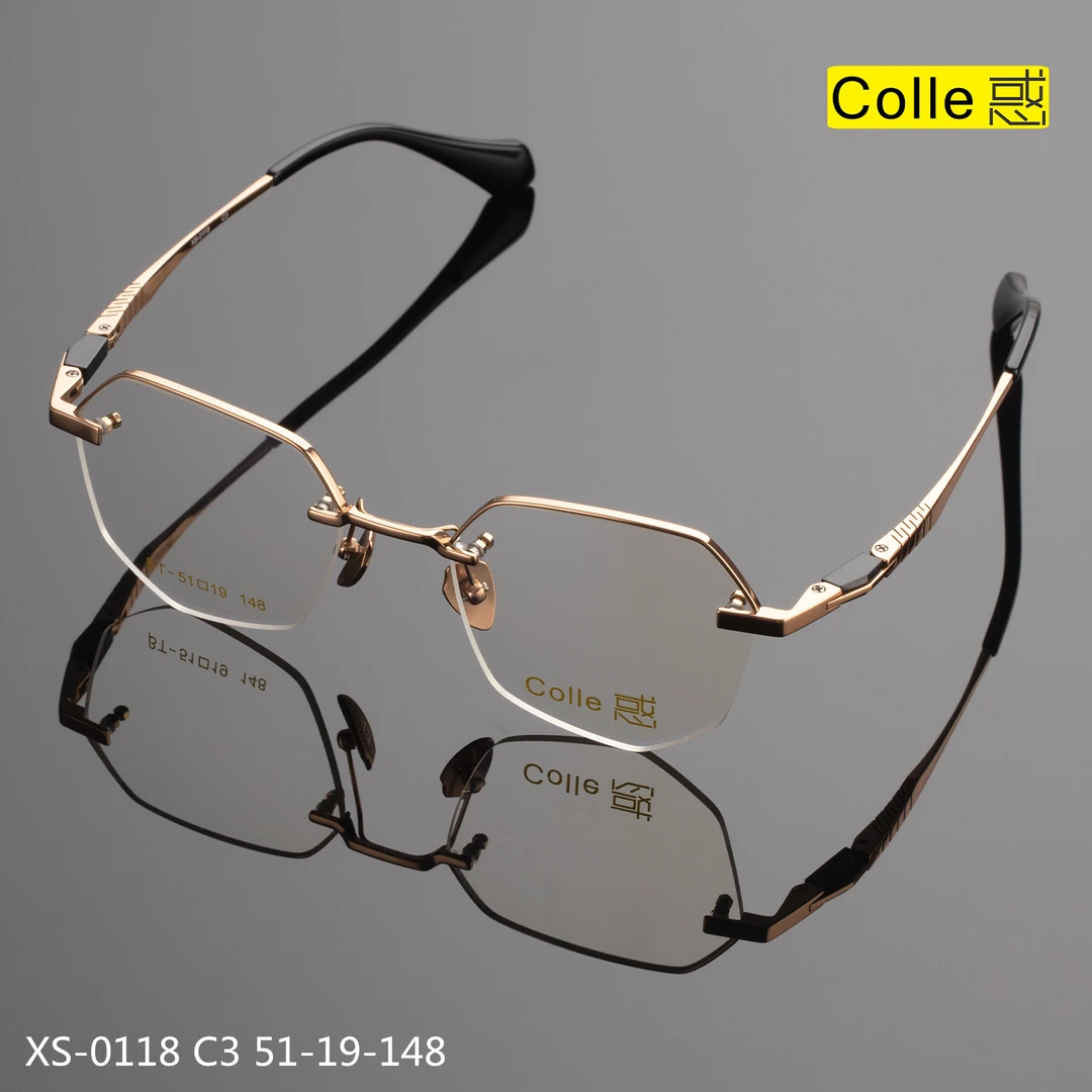 Colle惑XS-0118设计师款专利双铰链设计半框加宽大脸时尚可配度数