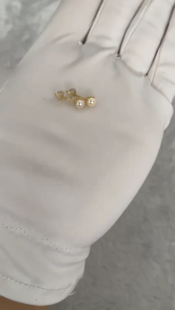 银S925镶嵌海水珍珠耳饰AK羽皇金素钉5-5.5mm