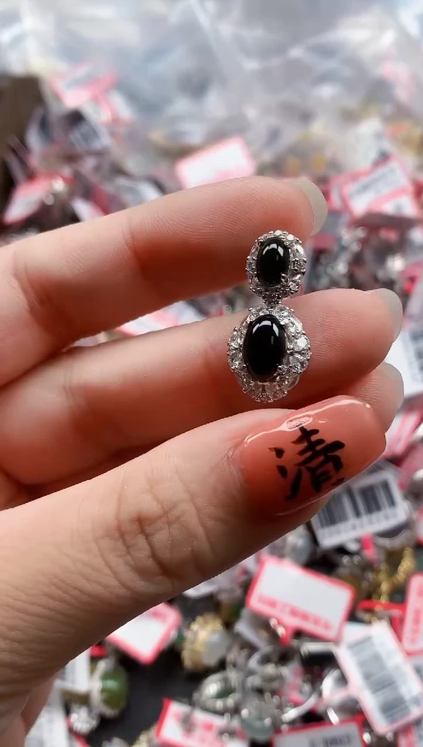 银S925镶嵌戒指翡翠天然A货缅甸翡翠