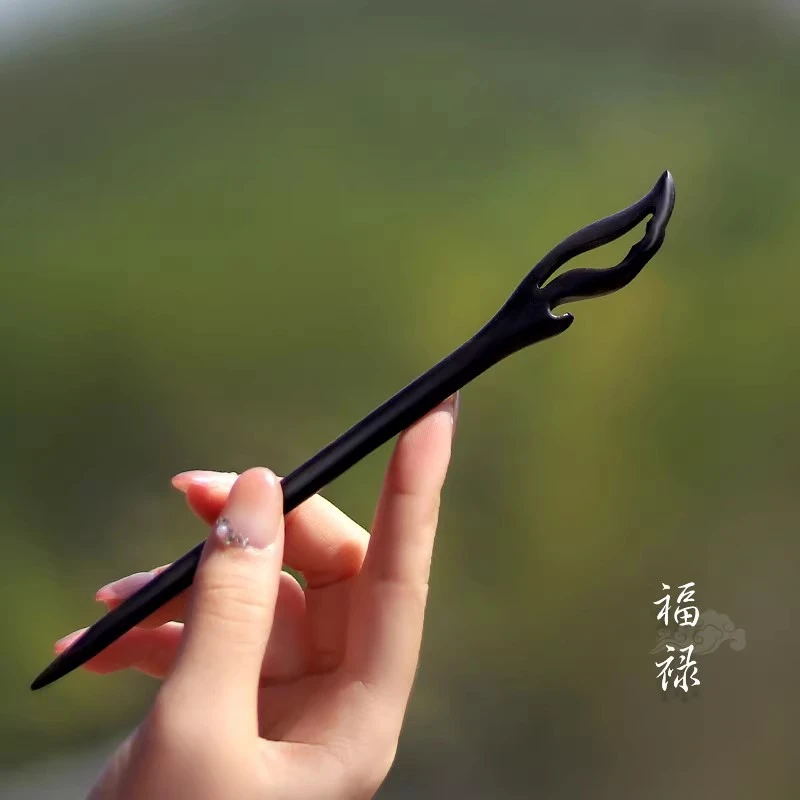 绿檀木玄学发簪新中式女木质木簪盘发高级感日常通勤发钗簪子