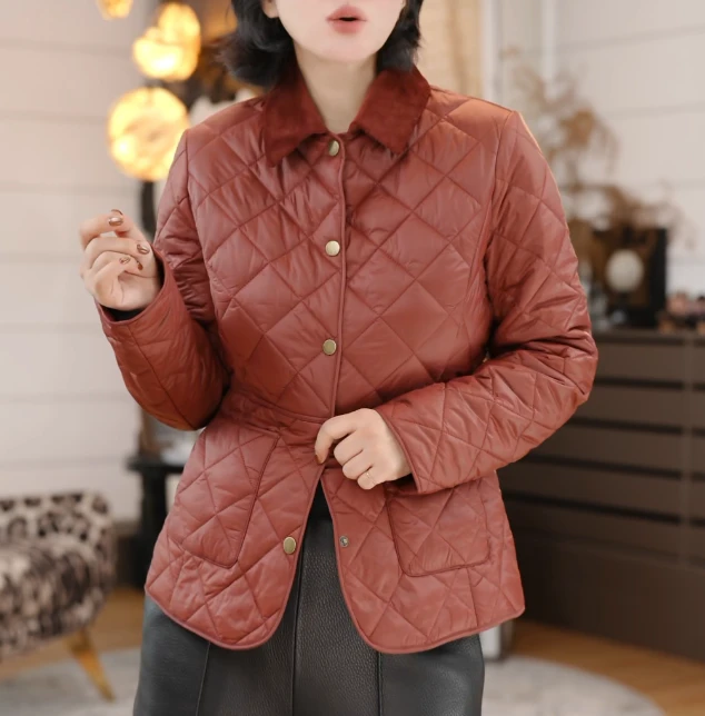 “复古浪潮”休闲百搭菱格绗缝夹克外套/404141