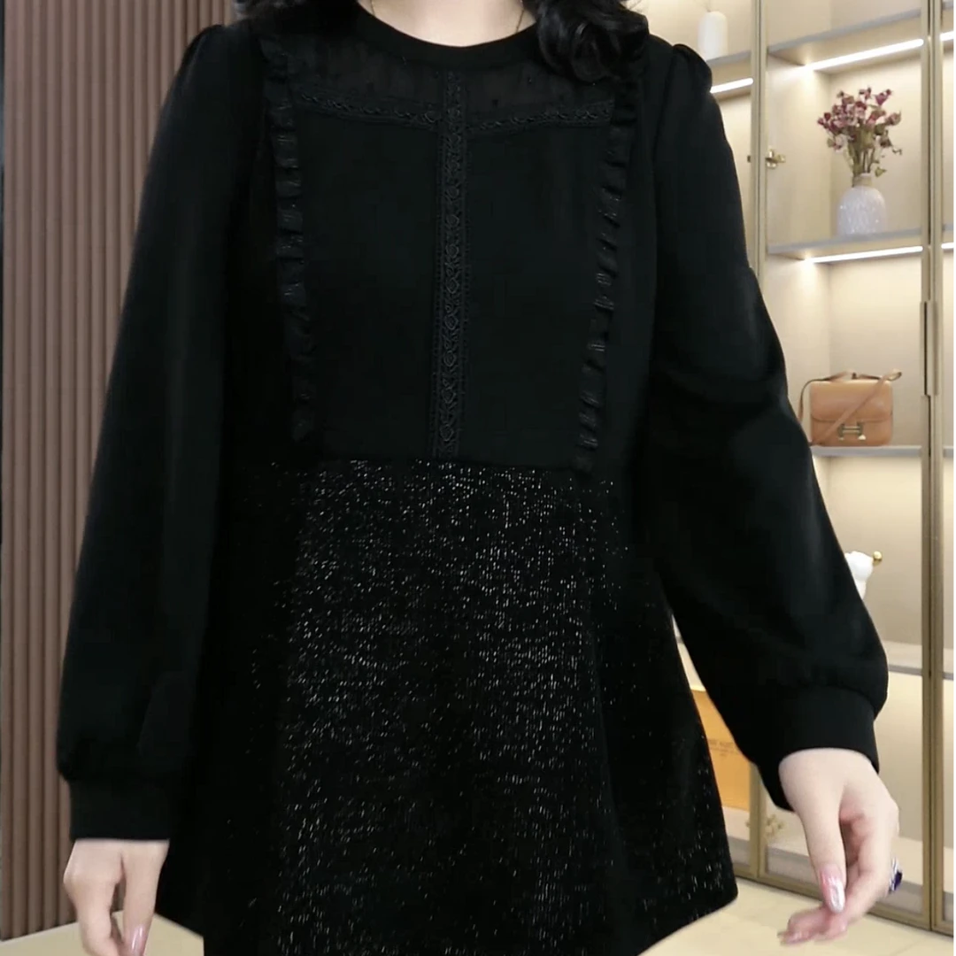 苏兰诺简约别致宽松遮肉长袖上衣大码女装藏肉气质宽松衬衫ZB6476