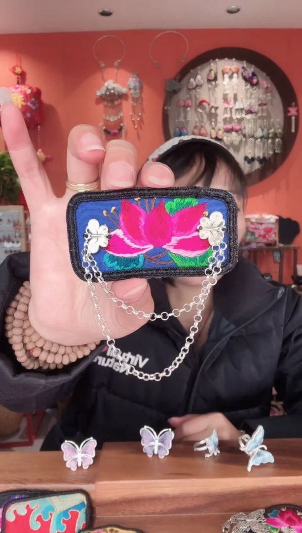 织绣非遗手工苗绣刺绣饰品19掰掰夹