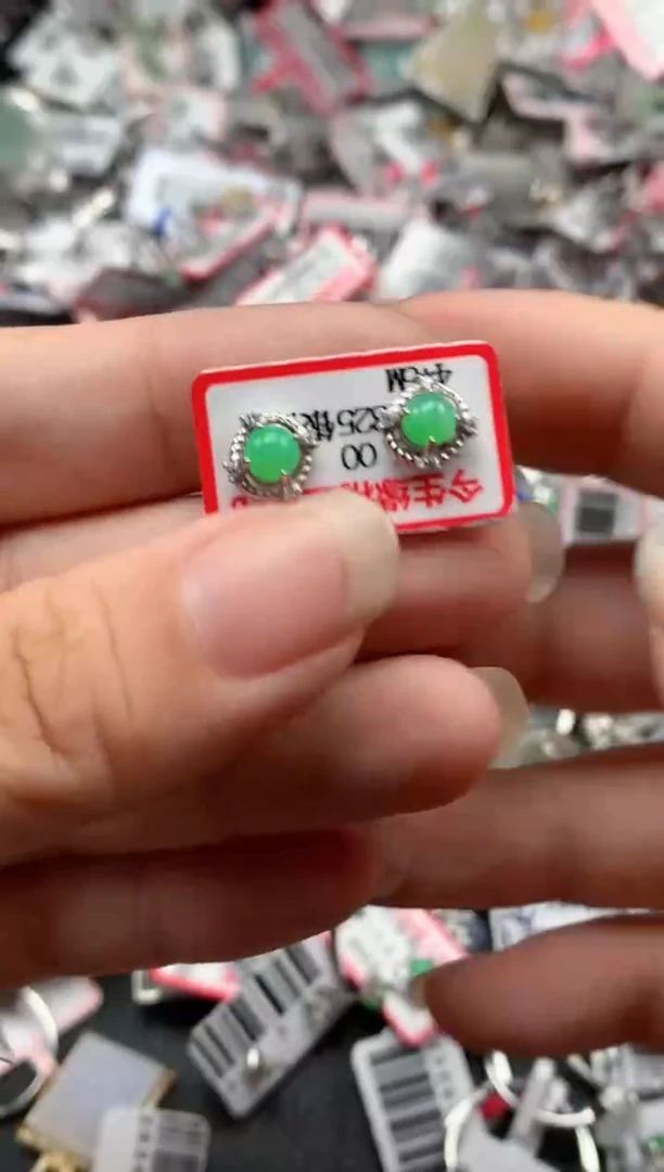 银S925镶嵌戒指翡翠天然A货缅甸翡翠