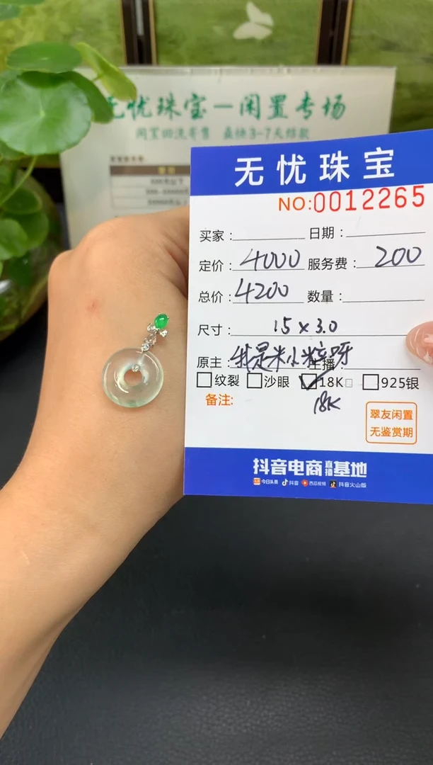 18K金镶嵌定制翡翠文*敏E578