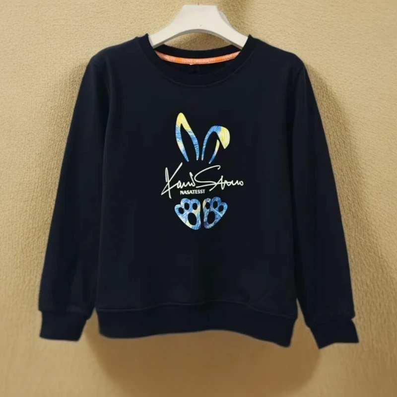 加绒秋冬新款圆领长袖印花卫衣9527# 衣长58
