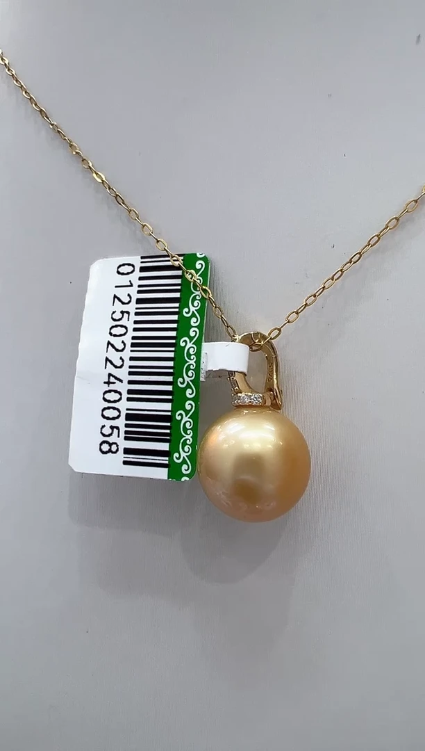 银S925镶嵌吊坠(赠链)海水珍珠金珠吊坠058