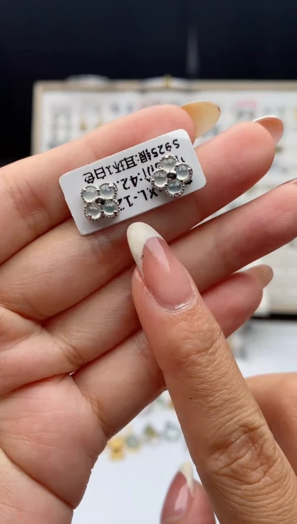 银S925镶嵌戒指翡翠天然A货翡翠